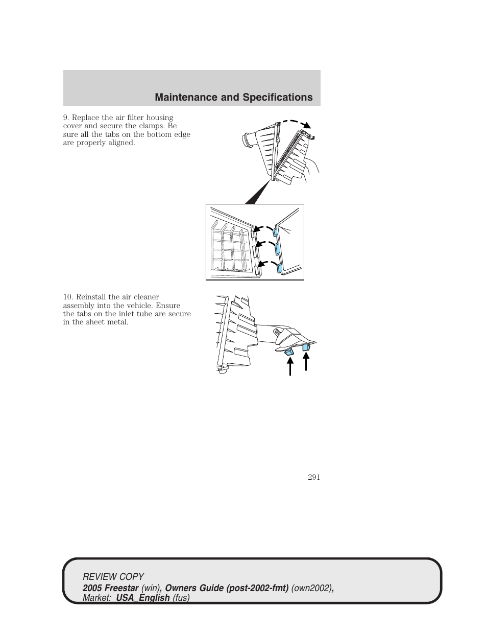 FORD 2005 Freestar v.1 User Manual | Page 291 / 312