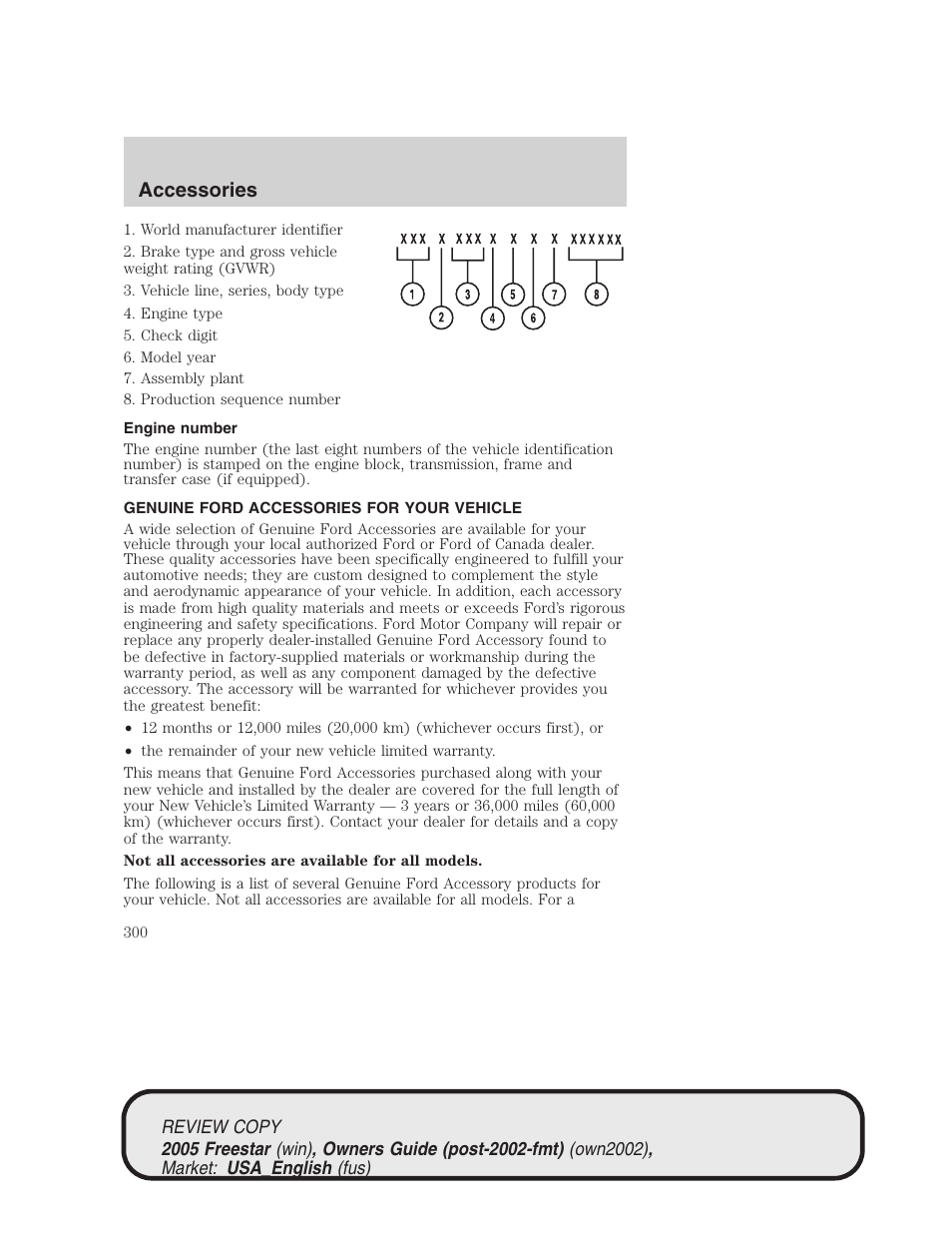 Accessories | FORD 2005 Freestar v.1 User Manual | Page 300 / 312