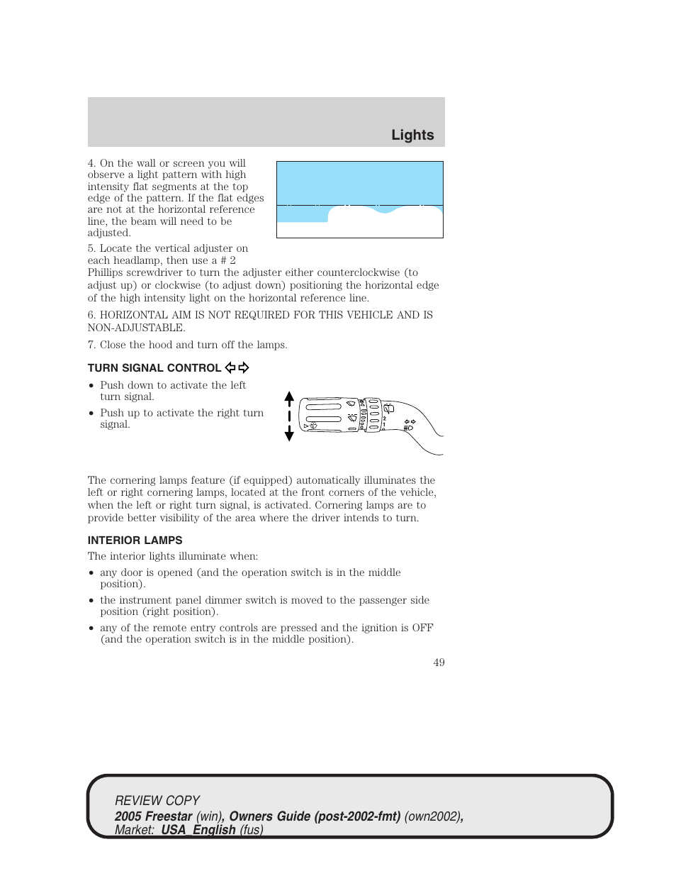 Lights | FORD 2005 Freestar v.1 User Manual | Page 49 / 312