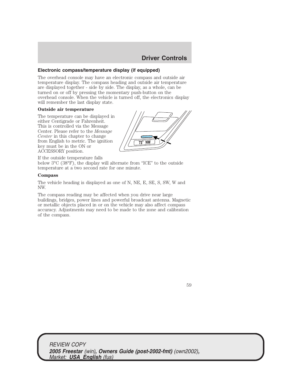 Driver controls | FORD 2005 Freestar v.1 User Manual | Page 59 / 312