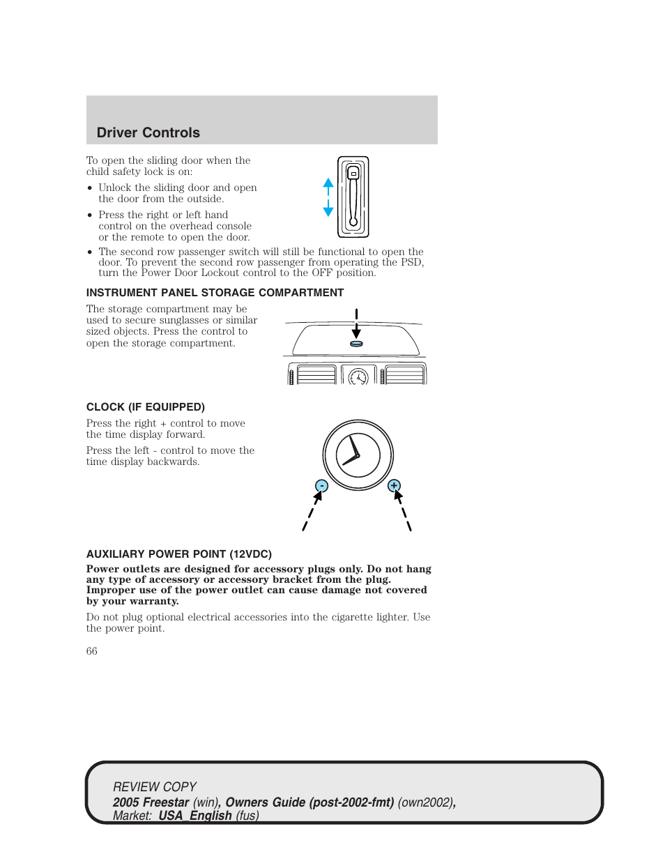 Driver controls | FORD 2005 Freestar v.1 User Manual | Page 66 / 312