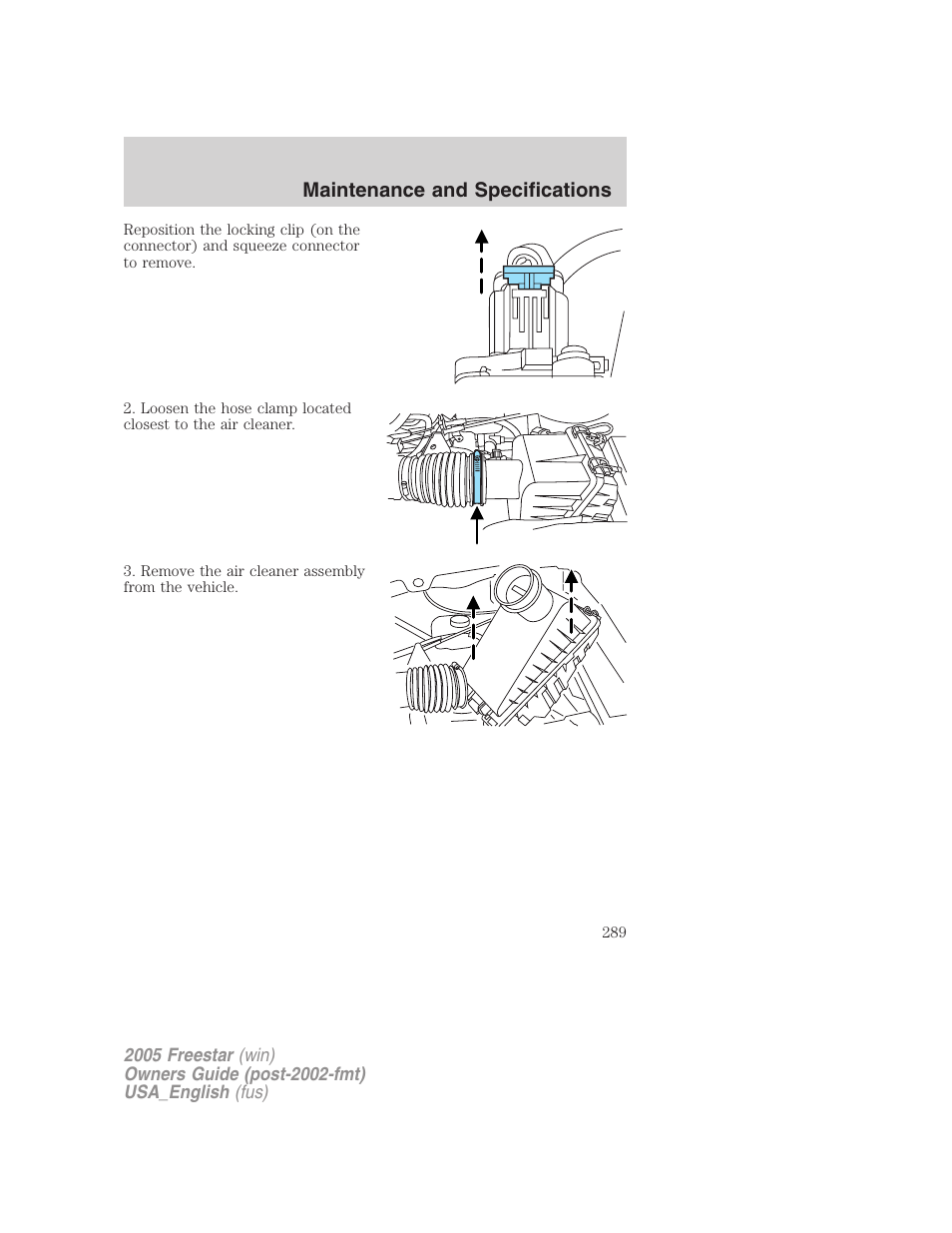 Maintenance and specifications | FORD 2005 Freestar v.2 User Manual | Page 289 / 312