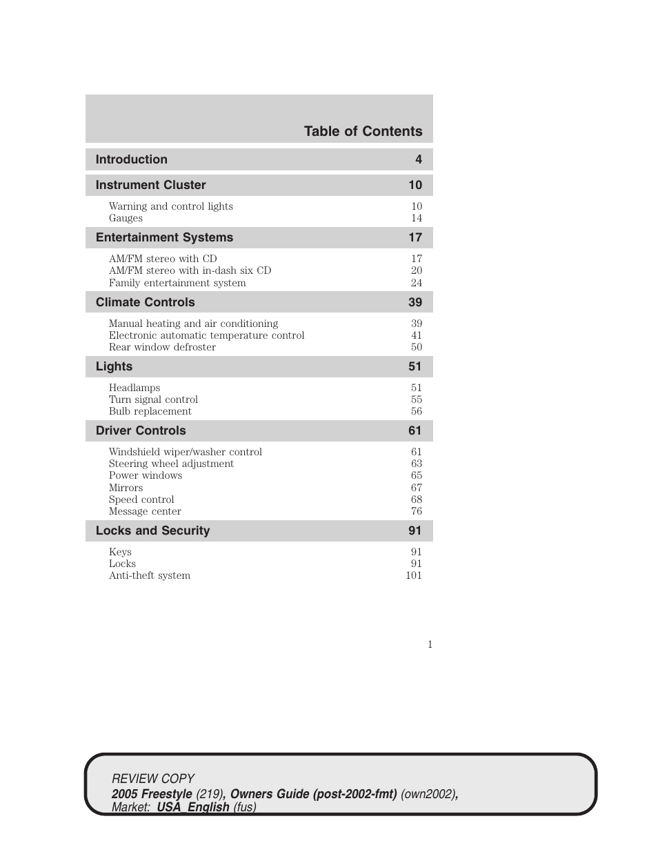 FORD 2005 Freestyle v.1 User Manual | 288 pages