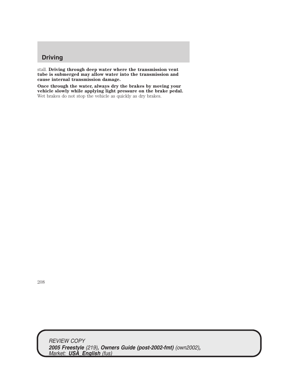 FORD 2005 Freestyle v.1 User Manual | Page 208 / 288