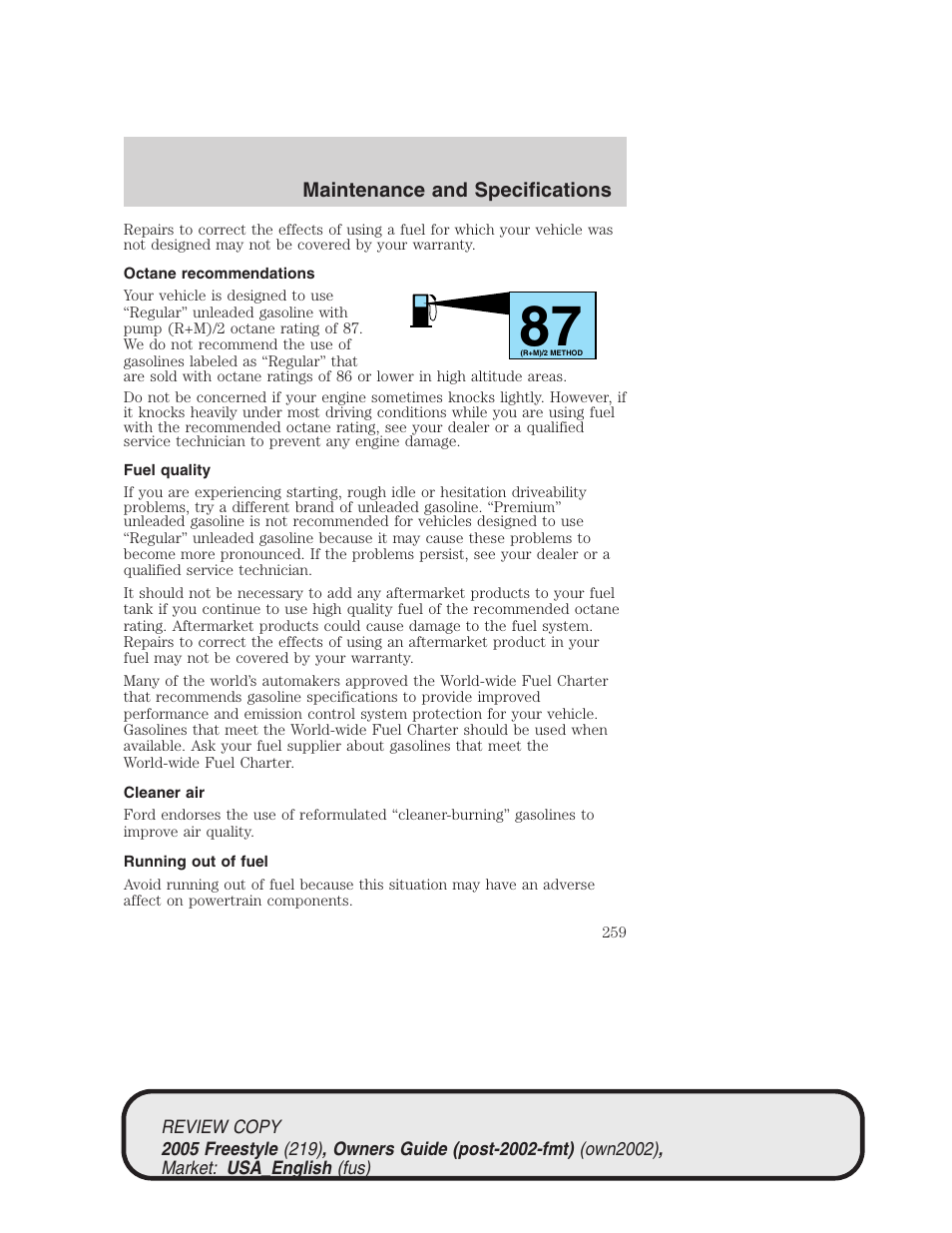 FORD 2005 Freestyle v.1 User Manual | Page 259 / 288