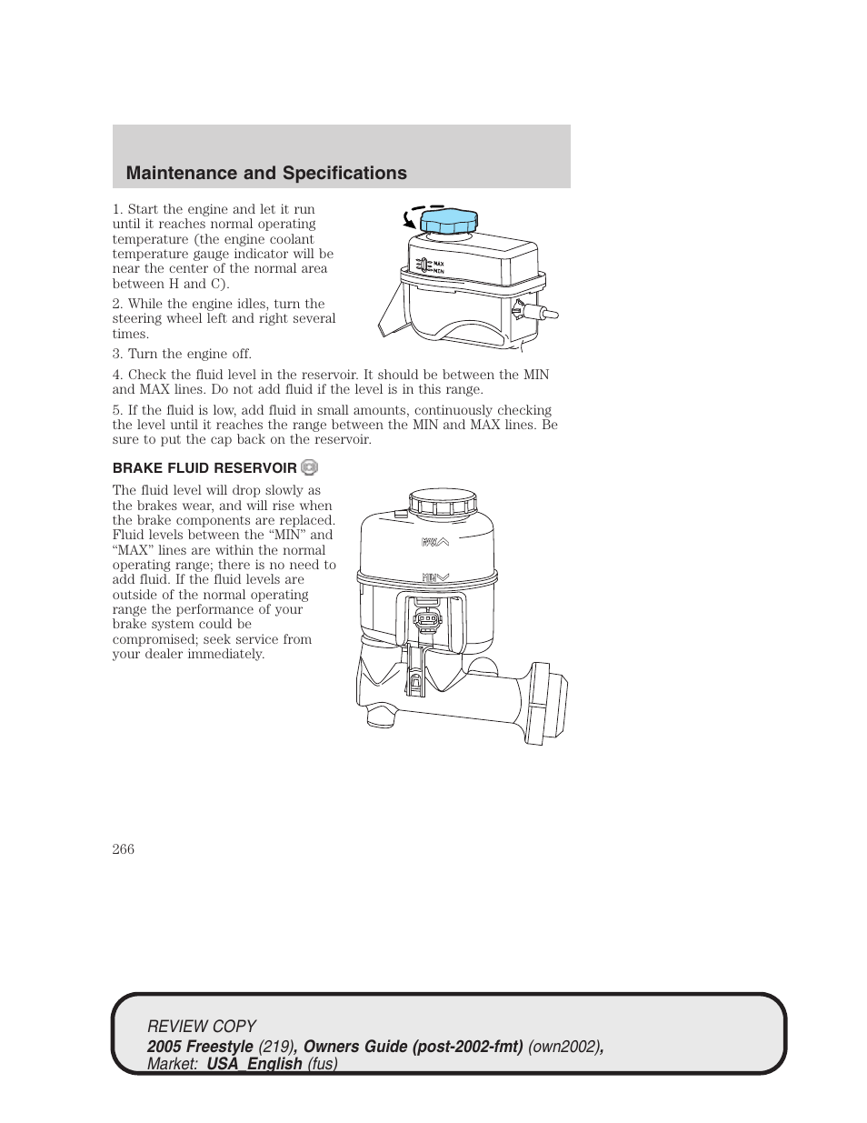 Maintenance and specifications | FORD 2005 Freestyle v.1 User Manual | Page 266 / 288