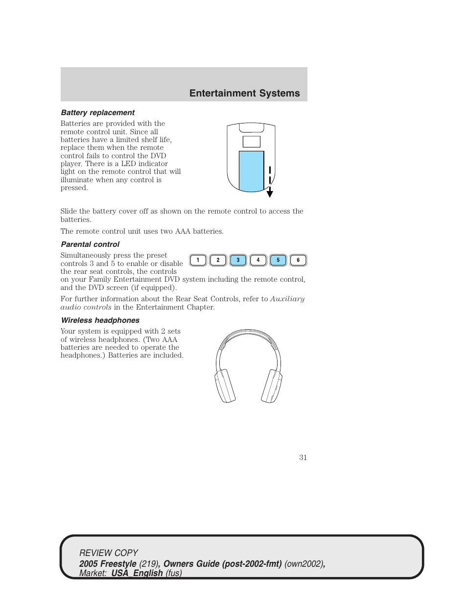 Entertainment systems | FORD 2005 Freestyle v.1 User Manual | Page 31 / 288