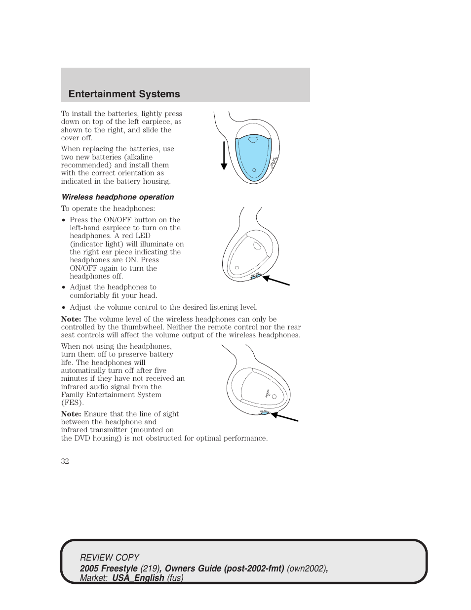 Entertainment systems | FORD 2005 Freestyle v.1 User Manual | Page 32 / 288