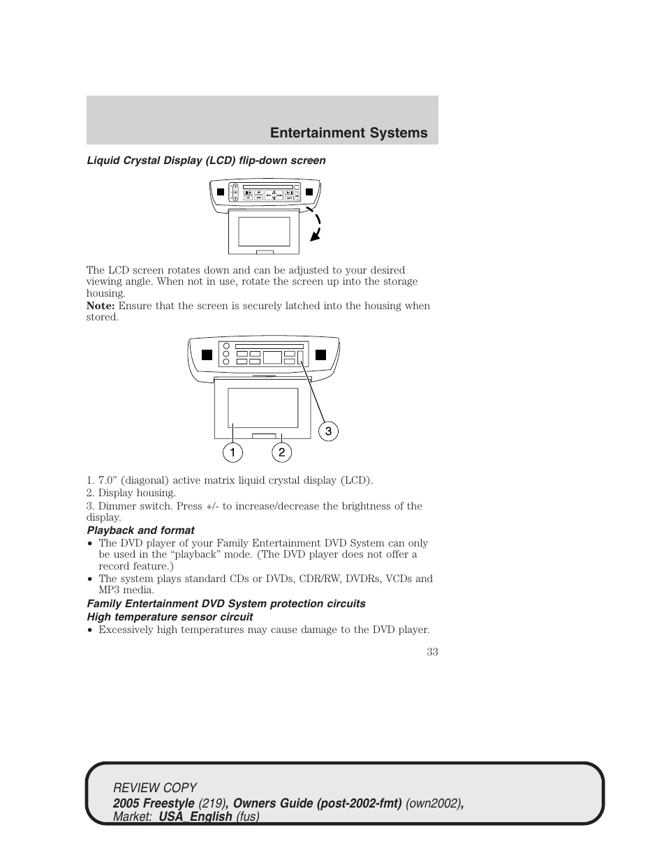 Entertainment systems | FORD 2005 Freestyle v.1 User Manual | Page 33 / 288