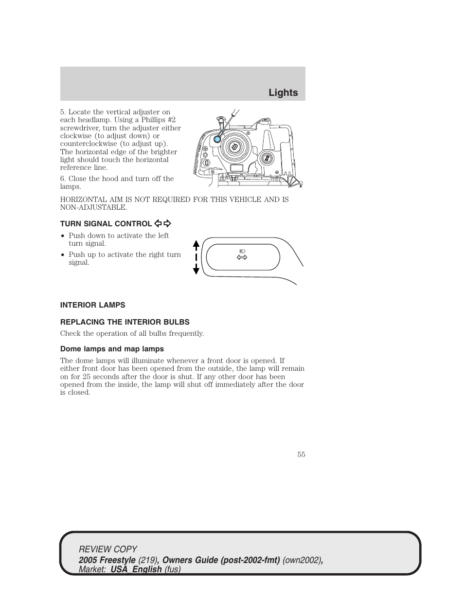 Lights | FORD 2005 Freestyle v.1 User Manual | Page 55 / 288