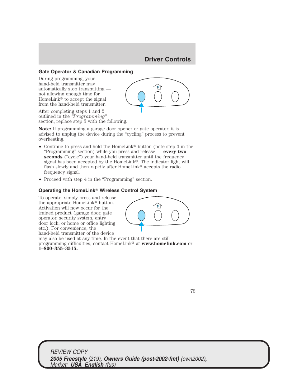 Driver controls | FORD 2005 Freestyle v.1 User Manual | Page 75 / 288