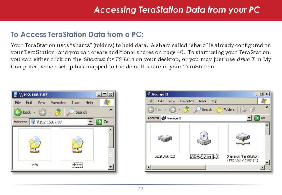 Accessing terastation data from your pc | Buffalo Technology TeraStation Live HS-DH-TGL/R5 User Manual | Page 12 / 92