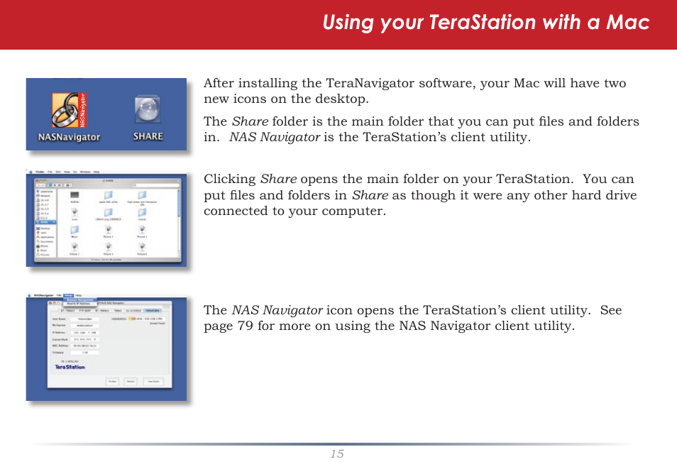 Using your terastation with a mac | Buffalo Technology TeraStation Live HS-DH-TGL/R5 User Manual | Page 15 / 92