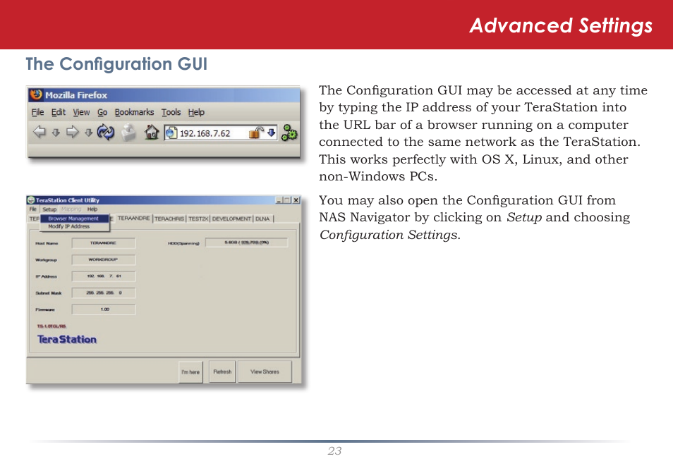 Advanced settings | Buffalo Technology TeraStation Live HS-DH-TGL/R5 User Manual | Page 23 / 92