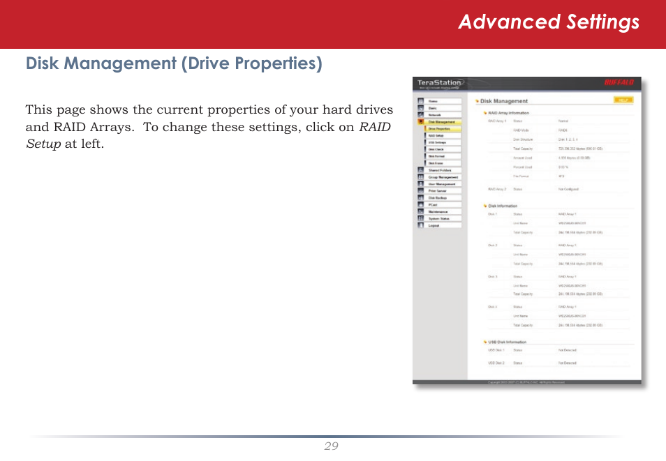Advanced settings | Buffalo Technology TeraStation Live HS-DH-TGL/R5 User Manual | Page 29 / 92