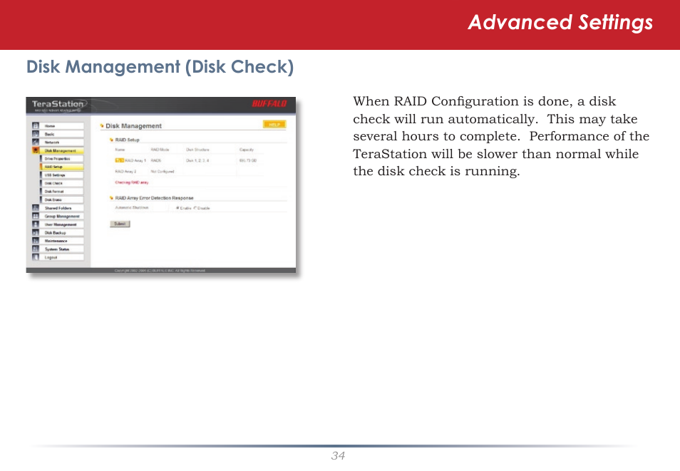 Advanced settings | Buffalo Technology TeraStation Live HS-DH-TGL/R5 User Manual | Page 34 / 92
