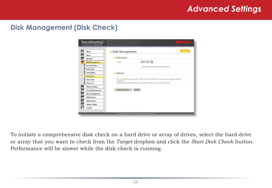 Advanced settings | Buffalo Technology TeraStation Live HS-DH-TGL/R5 User Manual | Page 38 / 92