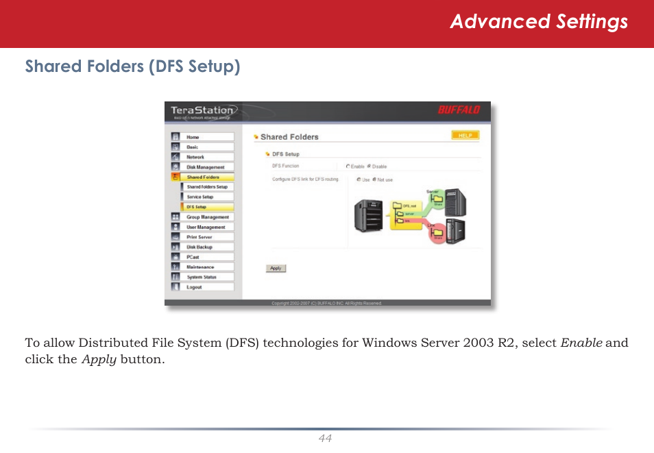 Advanced settings | Buffalo Technology TeraStation Live HS-DH-TGL/R5 User Manual | Page 44 / 92
