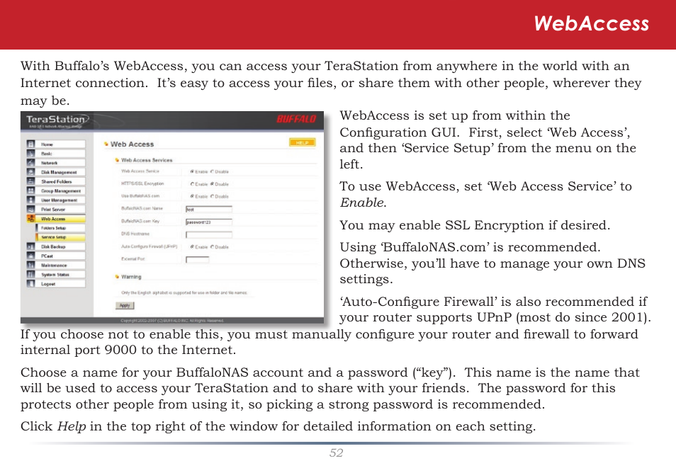Webaccess | Buffalo Technology TeraStation Live HS-DH-TGL/R5 User Manual | Page 52 / 92