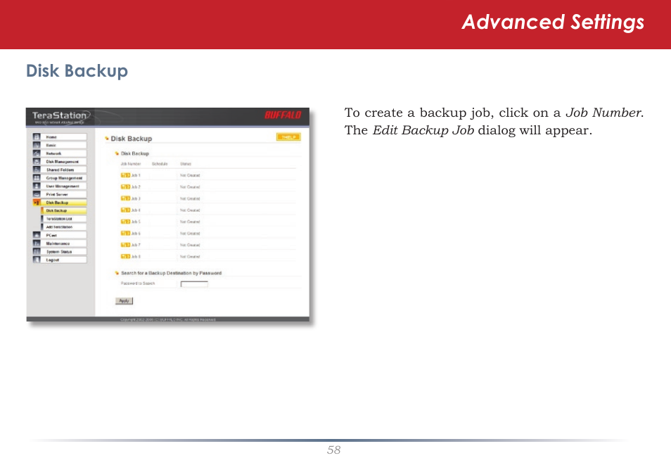 Advanced settings | Buffalo Technology TeraStation Live HS-DH-TGL/R5 User Manual | Page 58 / 92