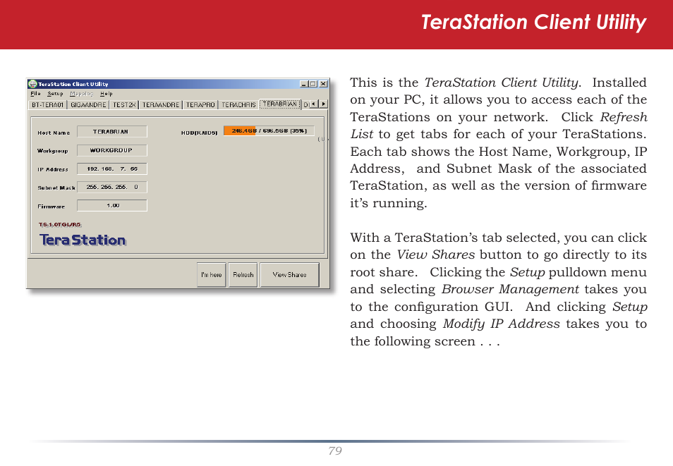 Terastation client utility | Buffalo Technology TeraStation Live HS-DH-TGL/R5 User Manual | Page 79 / 92