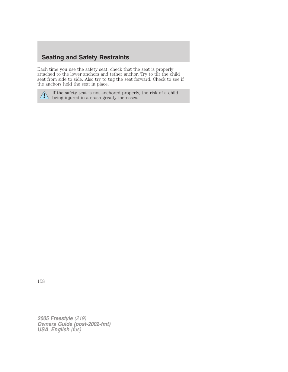 FORD 2005 Freestyle v.2 User Manual | Page 158 / 288