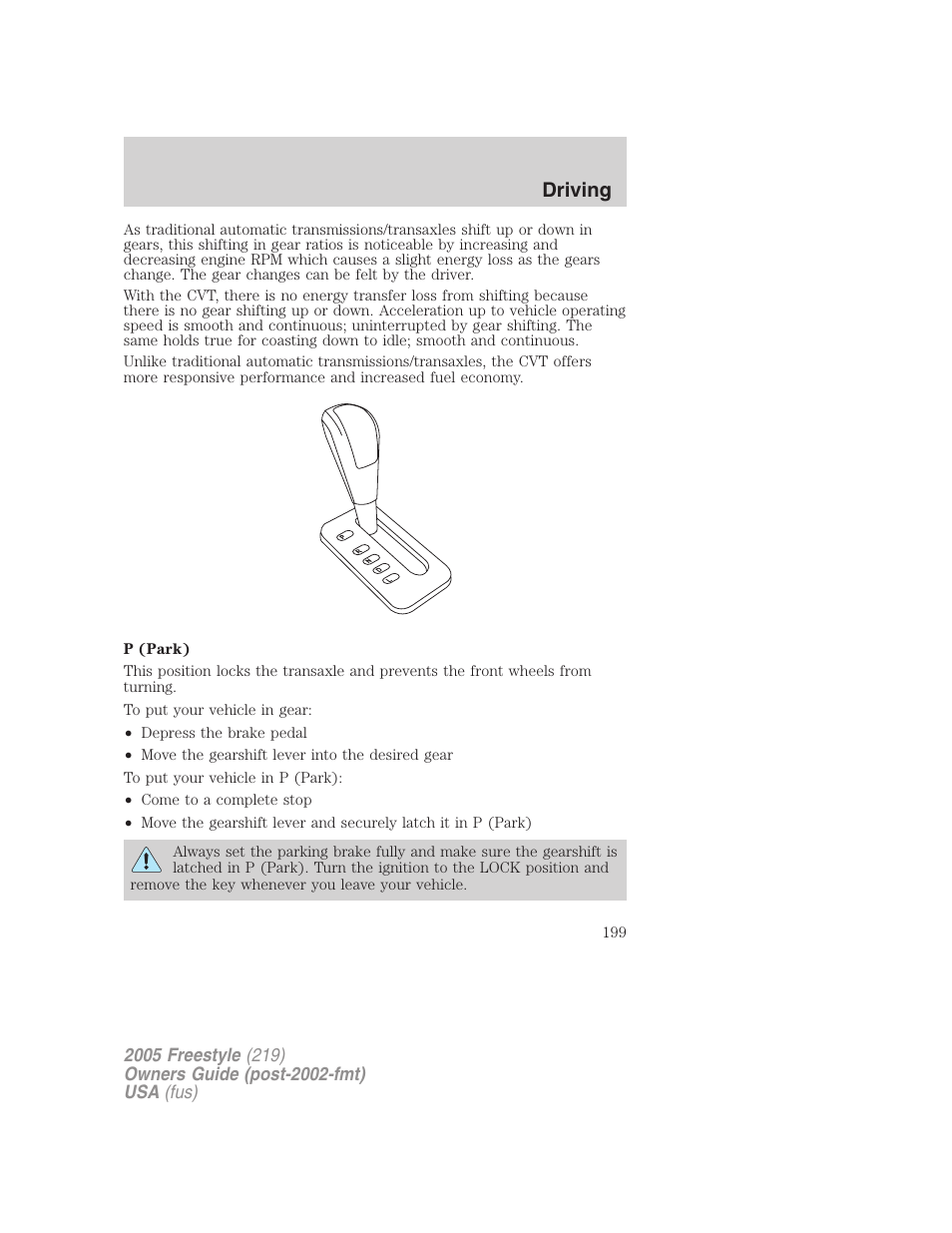 Driving | FORD 2005 Freestyle v.3 User Manual | Page 199 / 288