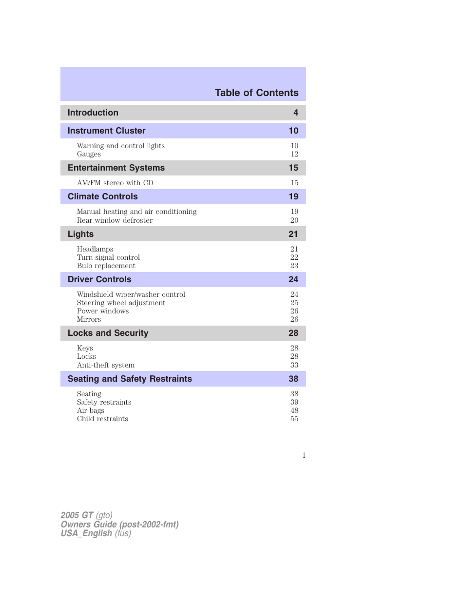 FORD 2005 GT User Manual | 200 pages