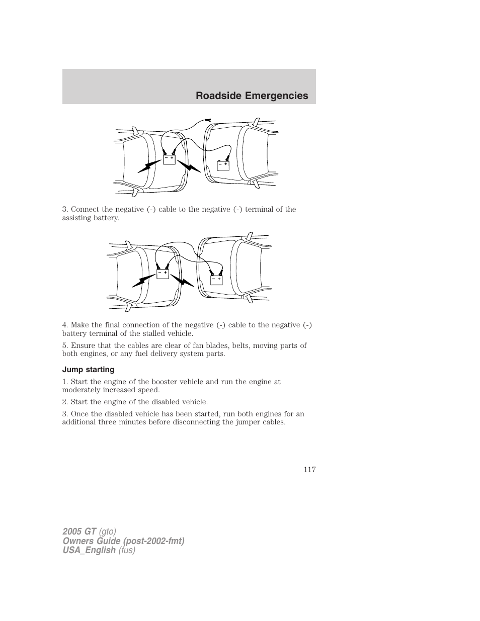 Roadside emergencies | FORD 2005 GT User Manual | Page 117 / 200