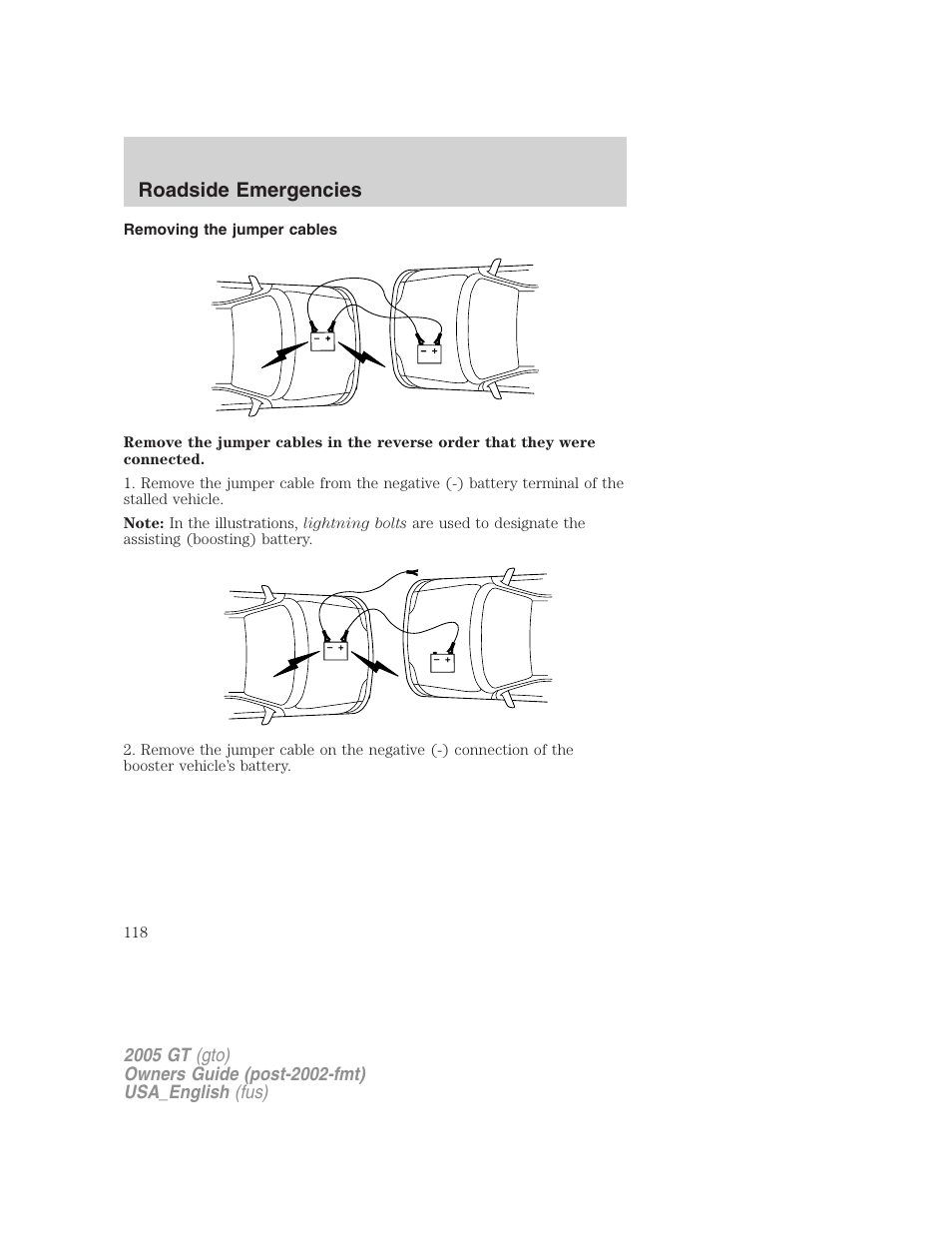 Roadside emergencies | FORD 2005 GT User Manual | Page 118 / 200