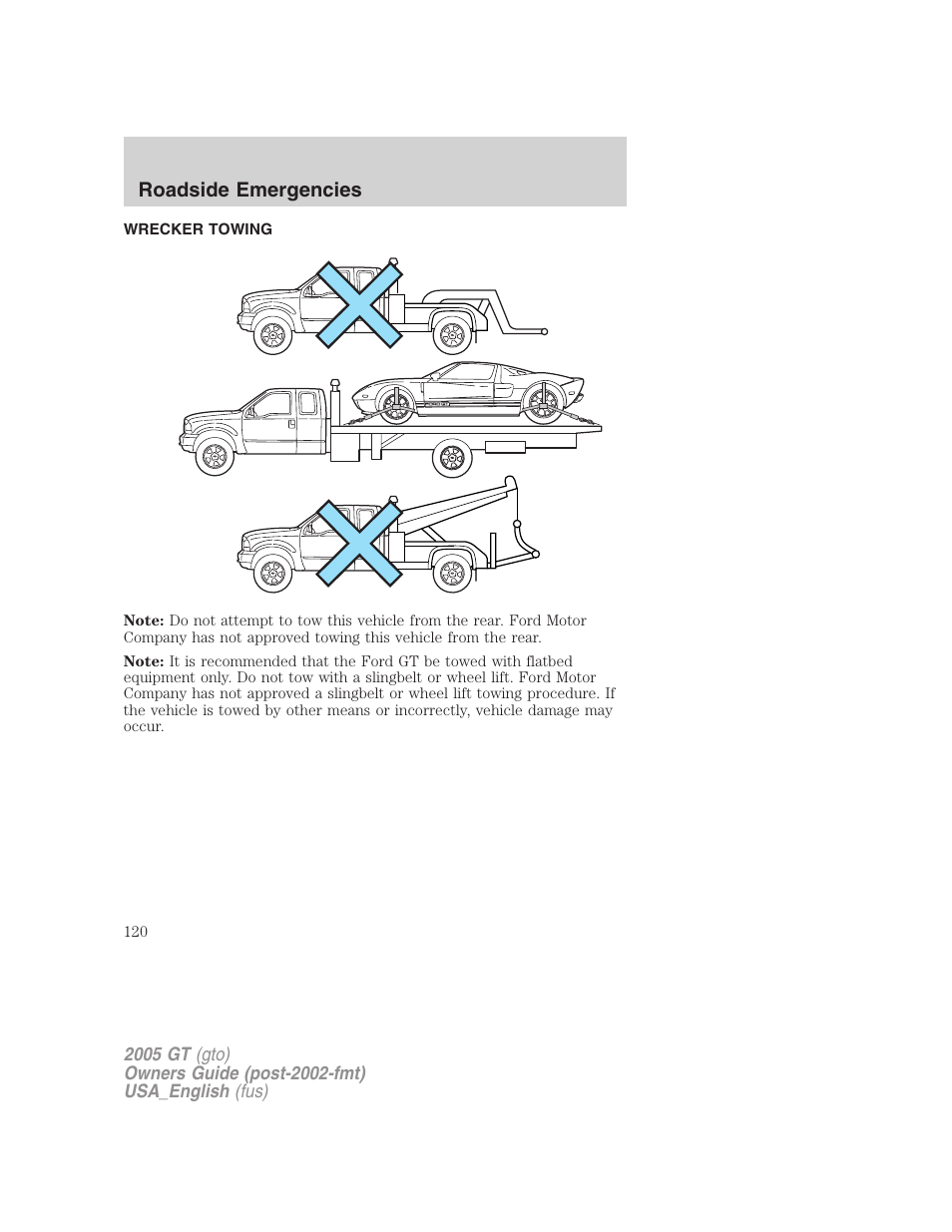 Roadside emergencies | FORD 2005 GT User Manual | Page 120 / 200