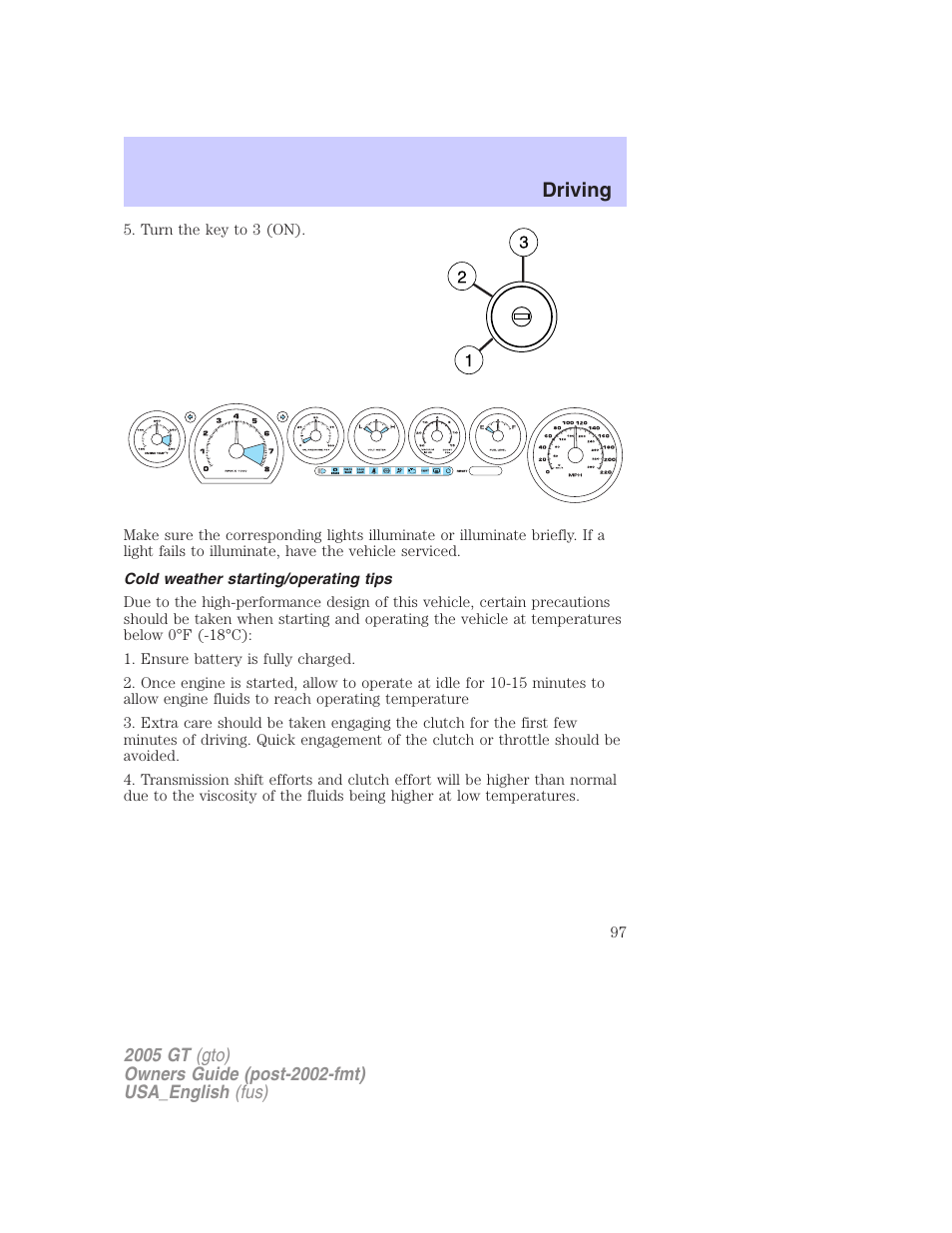 Driving | FORD 2005 GT User Manual | Page 97 / 200