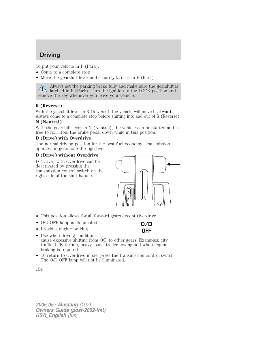 Driving | FORD 2005 Mustang v.1 User Manual | Page 154 / 240