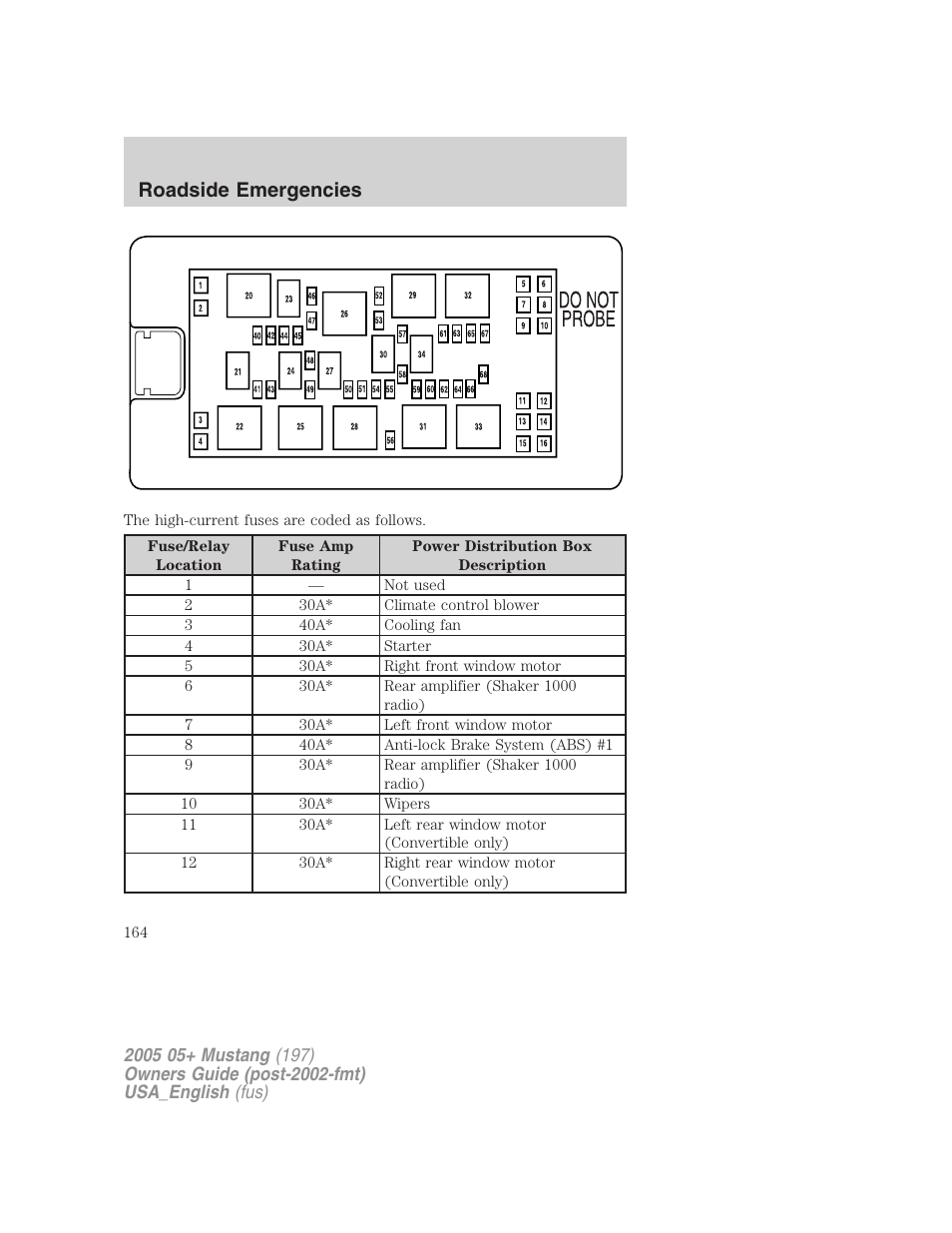 Roadside emergencies | FORD 2005 Mustang v.1 User Manual | Page 164 / 240