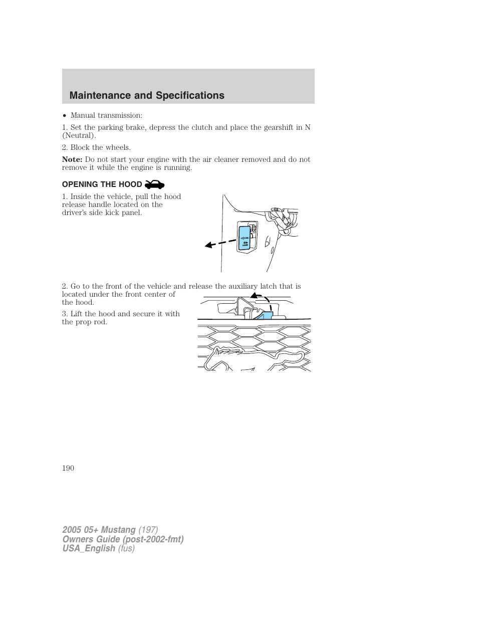 Maintenance and specifications | FORD 2005 Mustang v.1 User Manual | Page 190 / 240