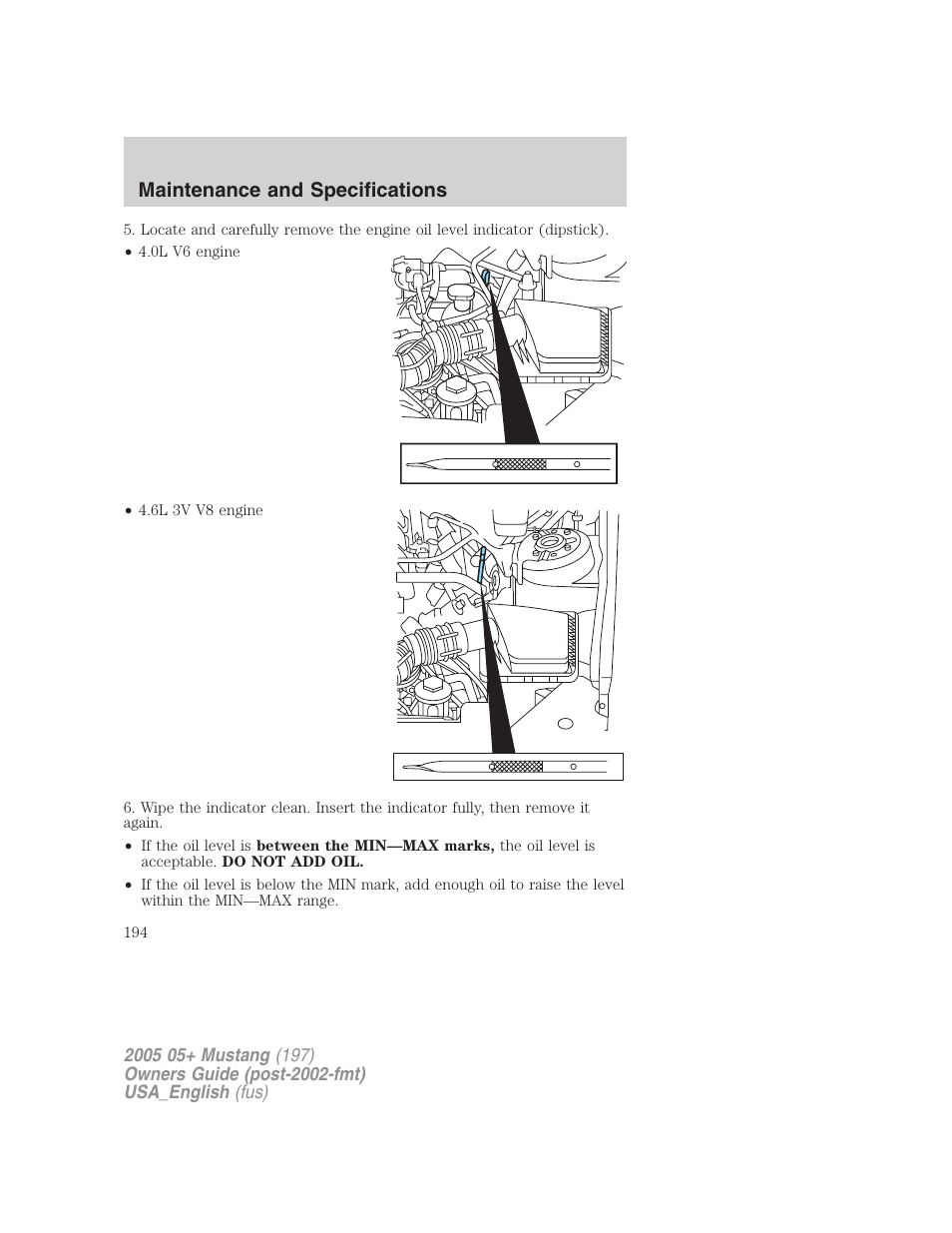 Maintenance and specifications | FORD 2005 Mustang v.1 User Manual | Page 194 / 240