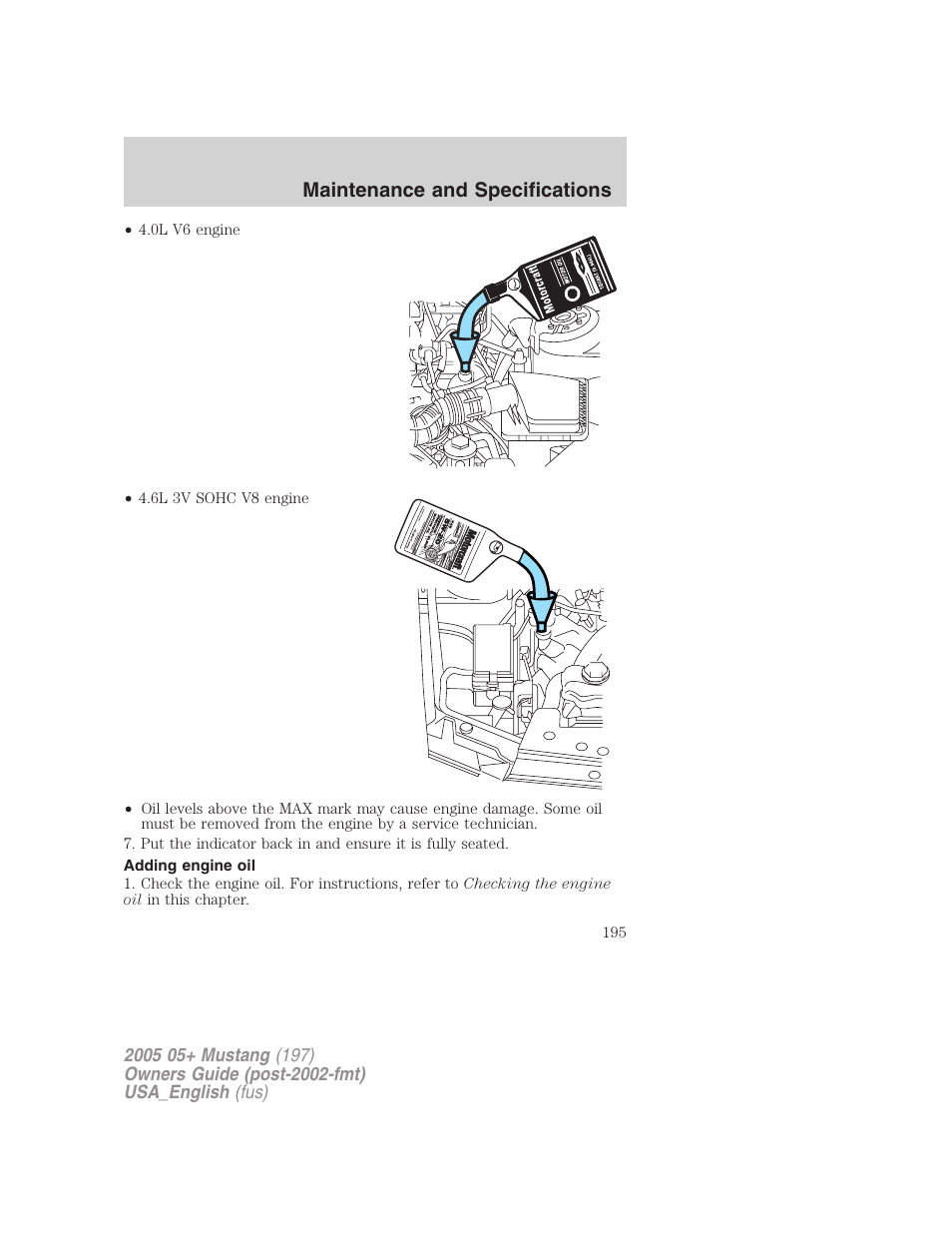 Maintenance and specifications | FORD 2005 Mustang v.1 User Manual | Page 195 / 240
