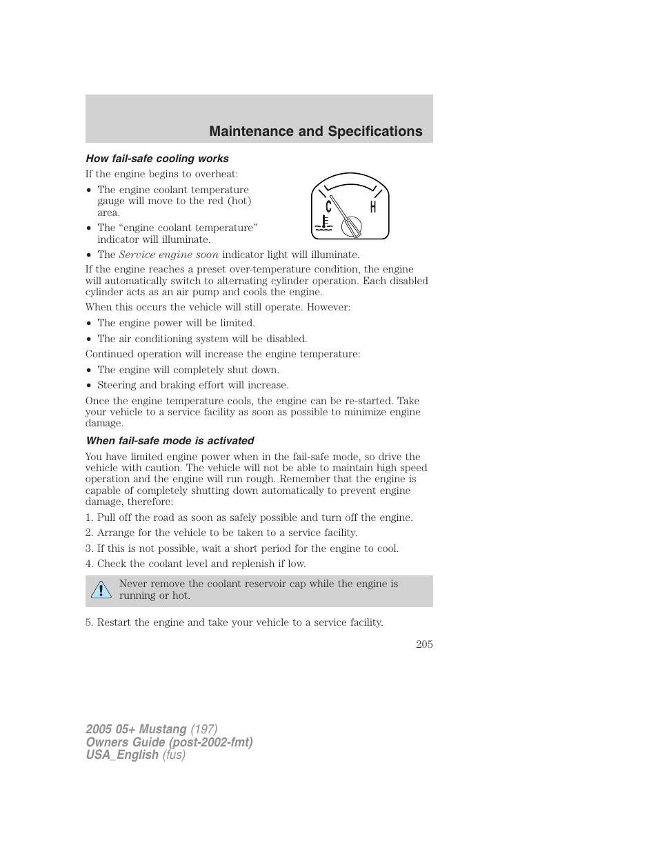 Maintenance and specifications | FORD 2005 Mustang v.1 User Manual | Page 205 / 240