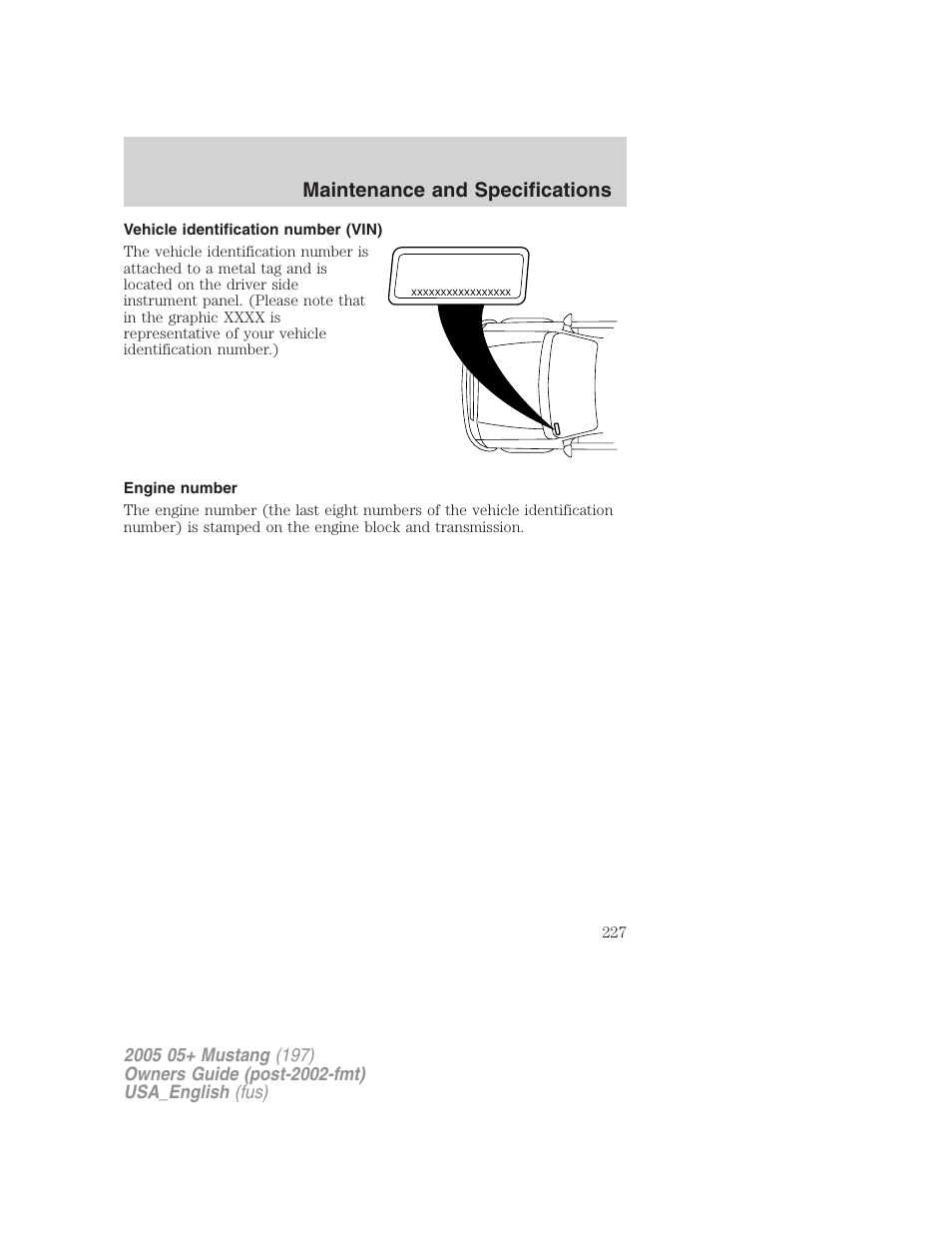 Accessories, Maintenance and specifications | FORD 2005 Mustang v.1 User Manual | Page 227 / 240