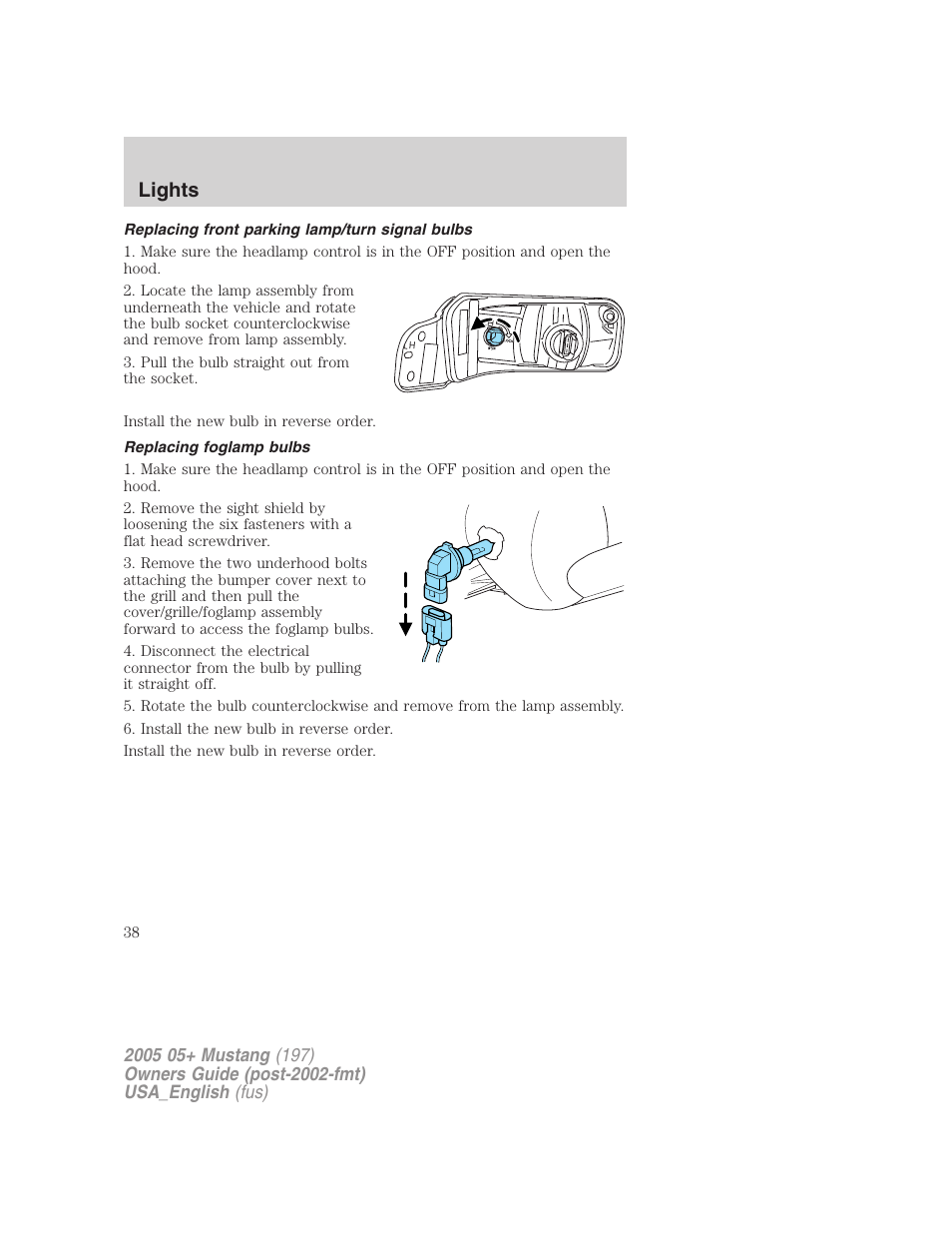 Lights | FORD 2005 Mustang v.1 User Manual | Page 38 / 240