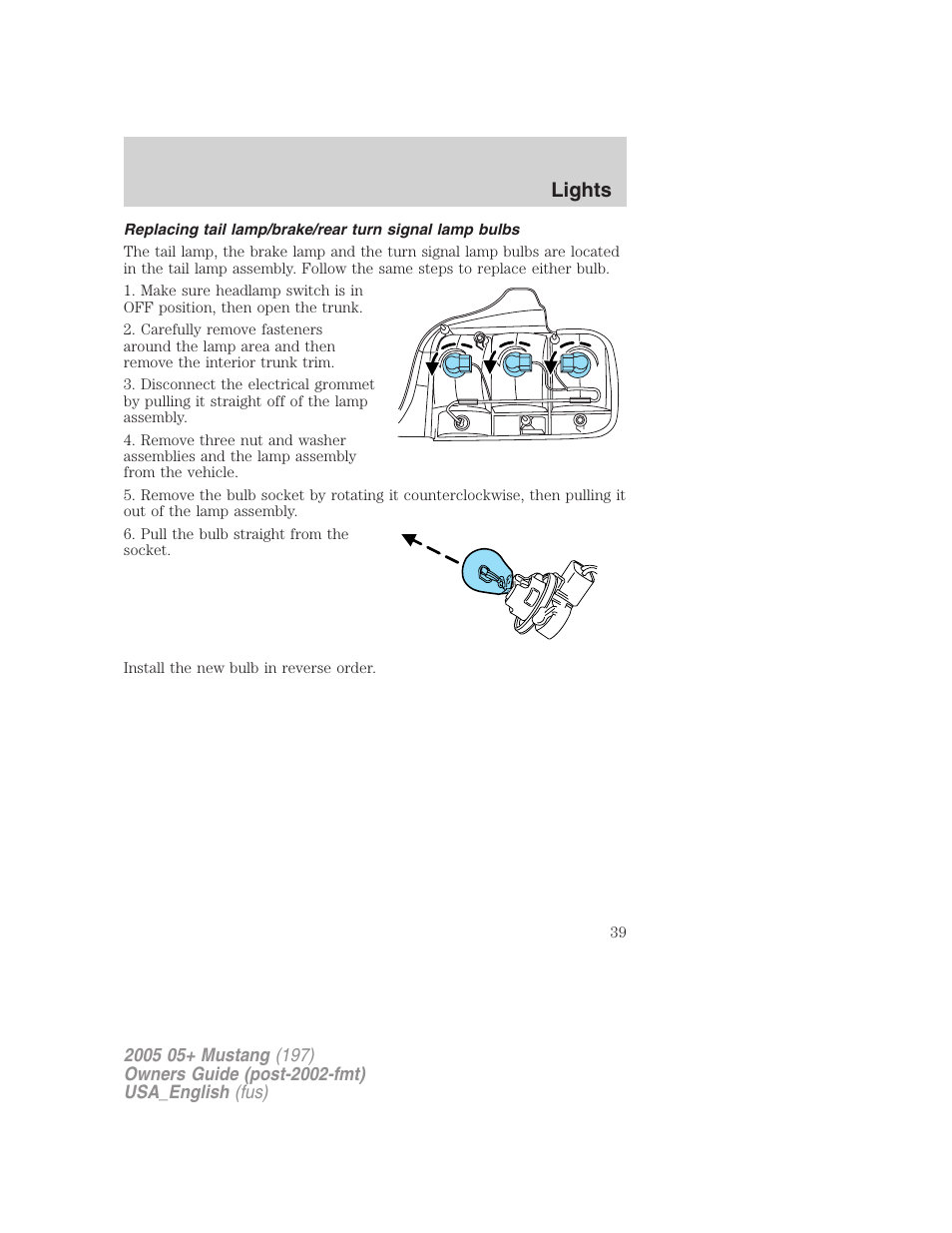 Lights | FORD 2005 Mustang v.1 User Manual | Page 39 / 240