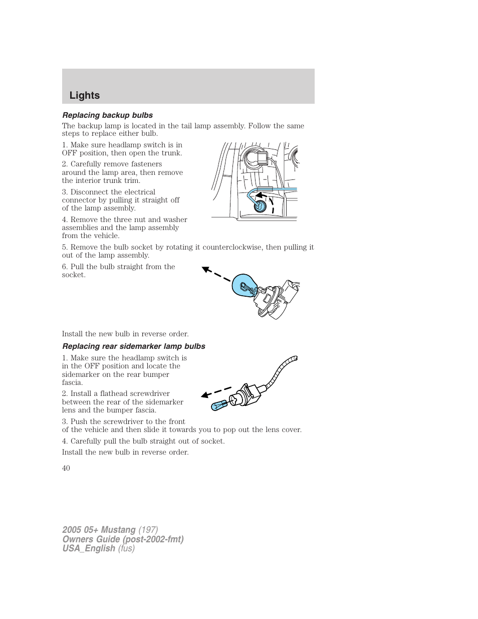 Lights | FORD 2005 Mustang v.1 User Manual | Page 40 / 240
