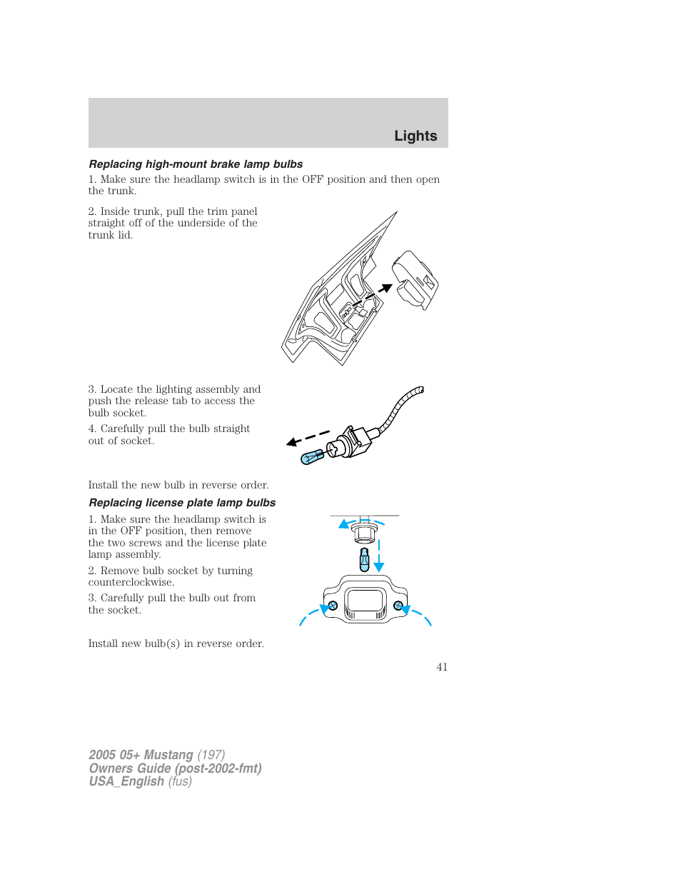 Lights | FORD 2005 Mustang v.1 User Manual | Page 41 / 240