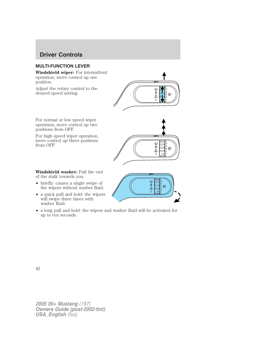 Driver controls | FORD 2005 Mustang v.1 User Manual | Page 42 / 240