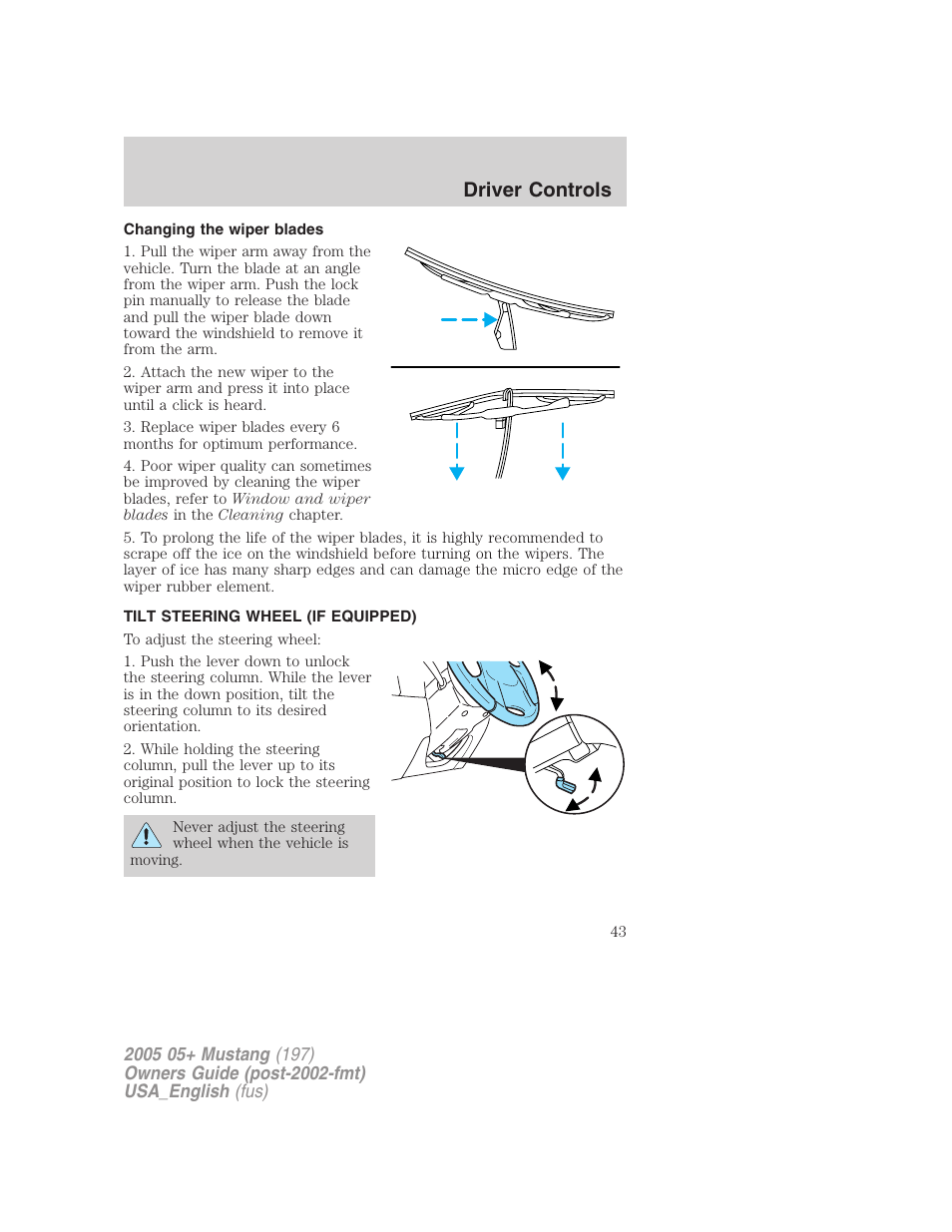 Driver controls | FORD 2005 Mustang v.1 User Manual | Page 43 / 240