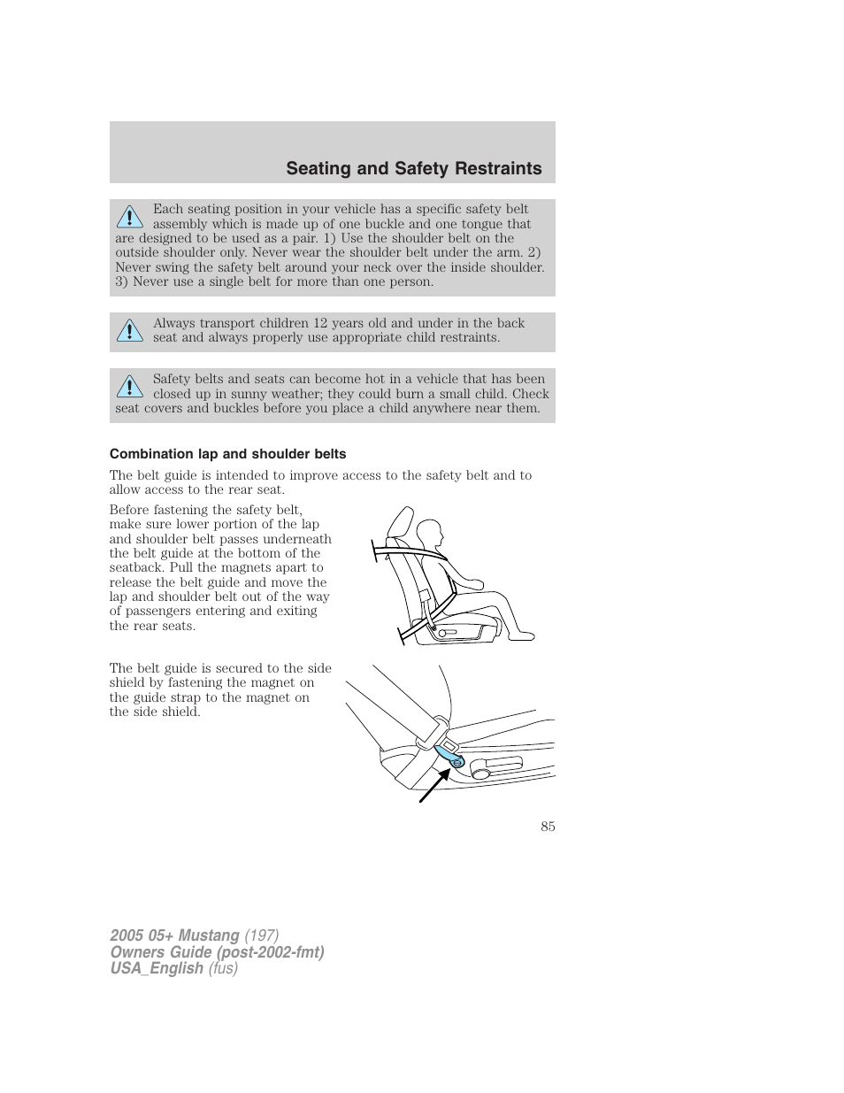 Seating and safety restraints | FORD 2005 Mustang v.1 User Manual | Page 85 / 240