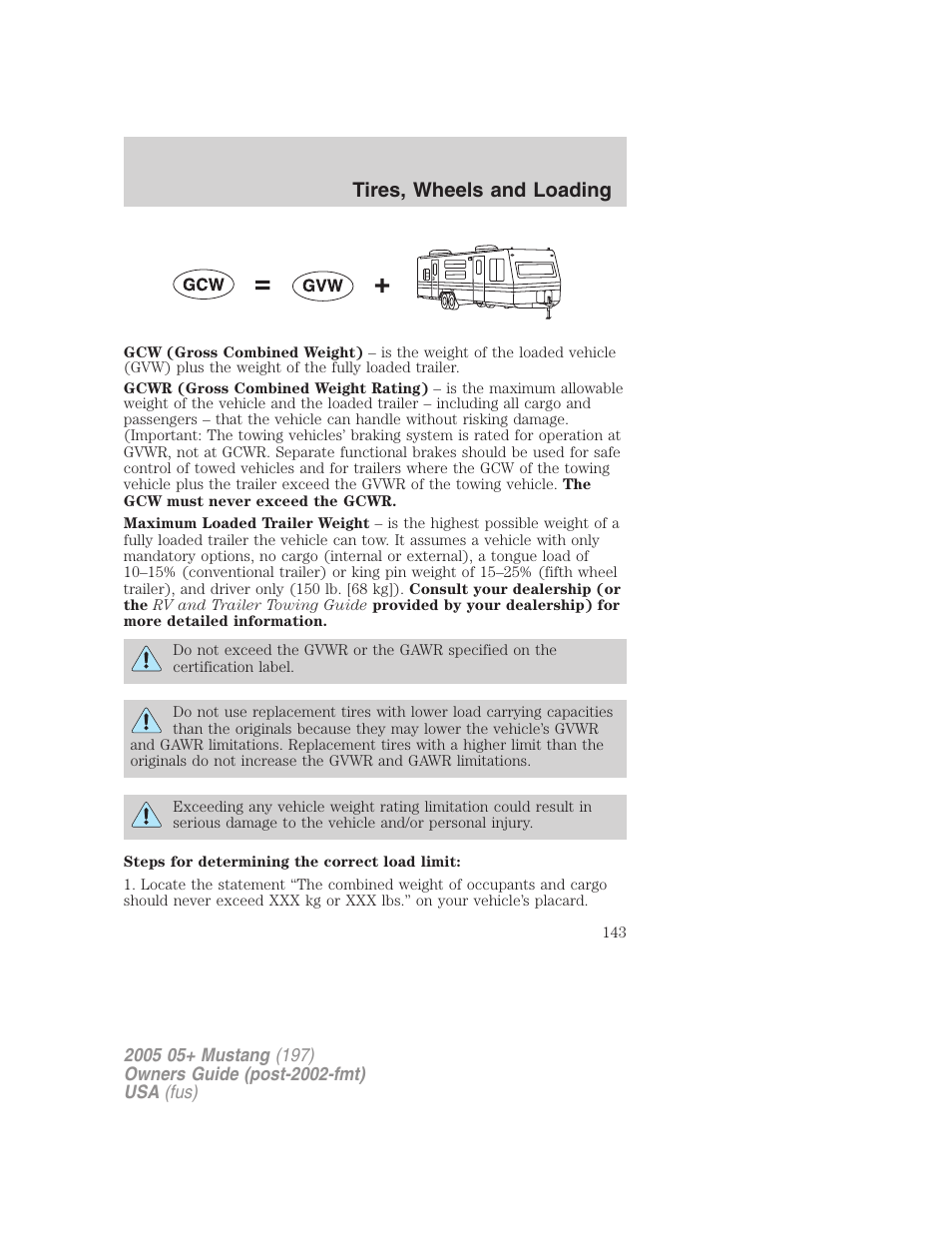 Tires, wheels and loading | FORD 2005 Mustang v.2 User Manual | Page 143 / 248