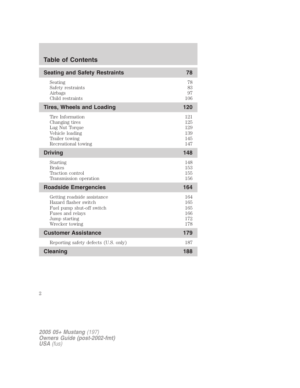 FORD 2005 Mustang v.2 User Manual | Page 2 / 248