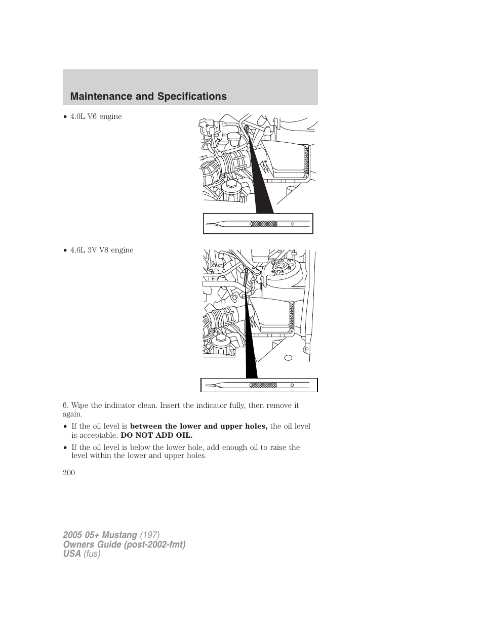 Maintenance and specifications | FORD 2005 Mustang v.2 User Manual | Page 200 / 248