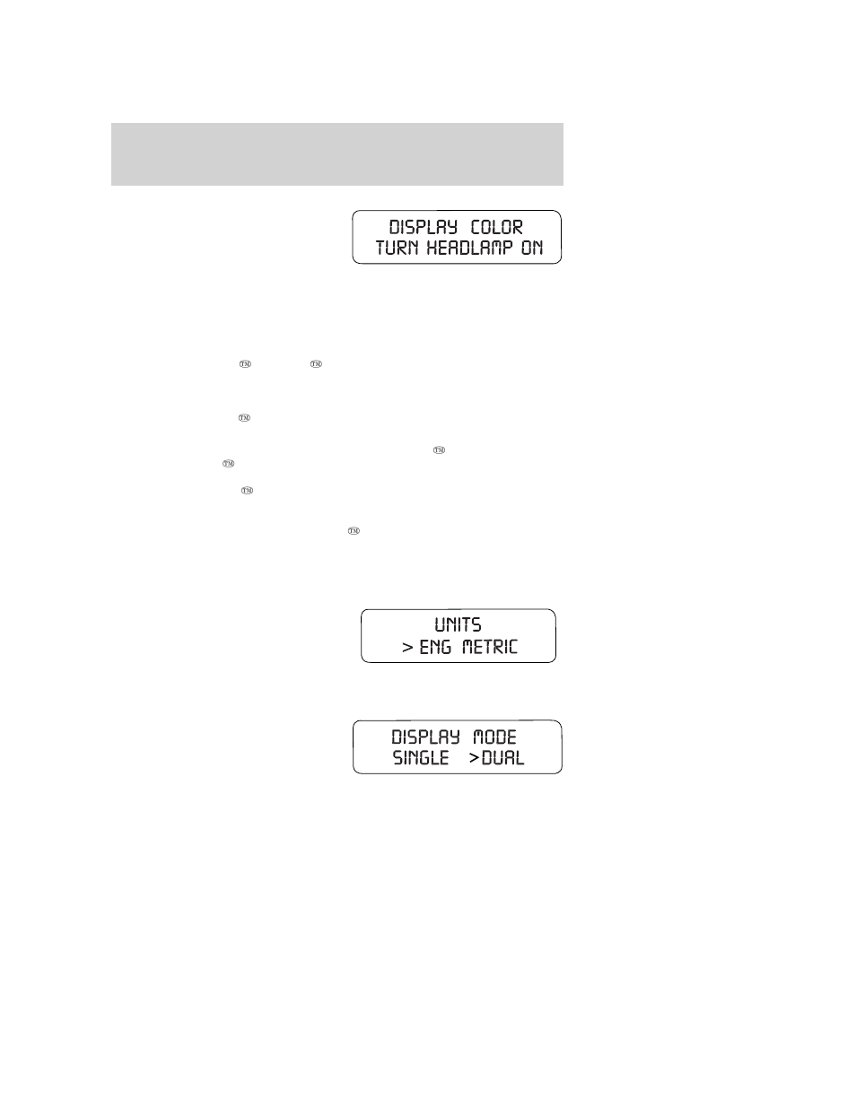 Units (english/metric), Display mode, Driver controls | FORD 2005 Mustang v.3 User Manual | Page 52 / 248